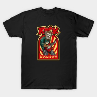 Rock n Roll Monkey Illustration T-Shirt